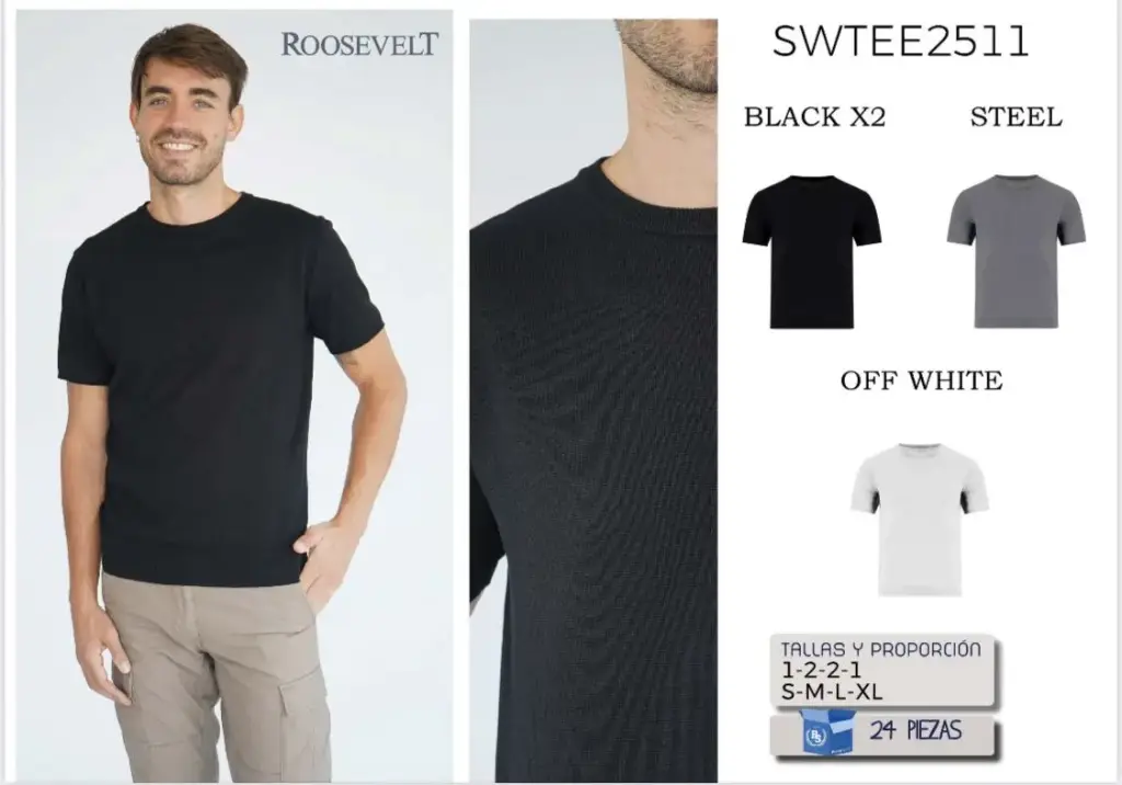 [ROO2511NEG-S] PLAYERA ROOSEVELT SWTEE 2511 (NEGRO, S)
