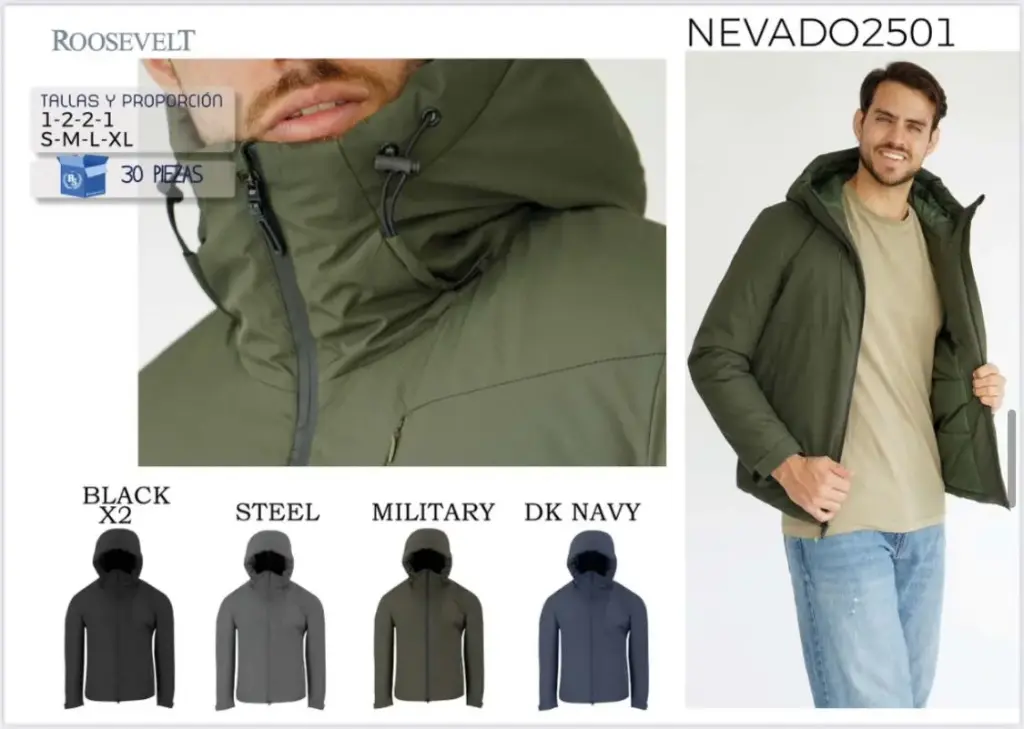 [ROONEV2501NEG-S] CHAMARRA ROOSEVELT NEVADO 2501 (NEGRO, S)