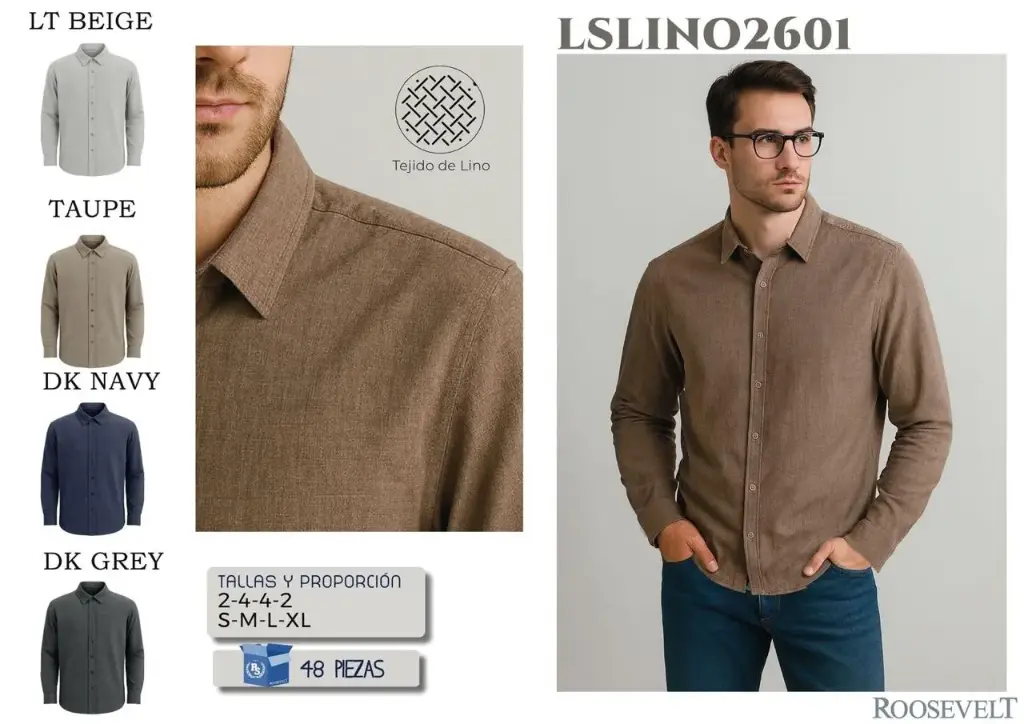 CAMISA MANGA LARGA ROOSEVELT LINO 2601