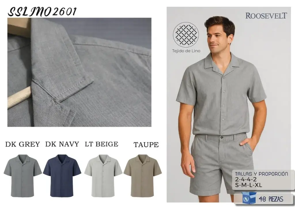 CAMISA MANGA CORTA ROOSEVELT LINO 2601