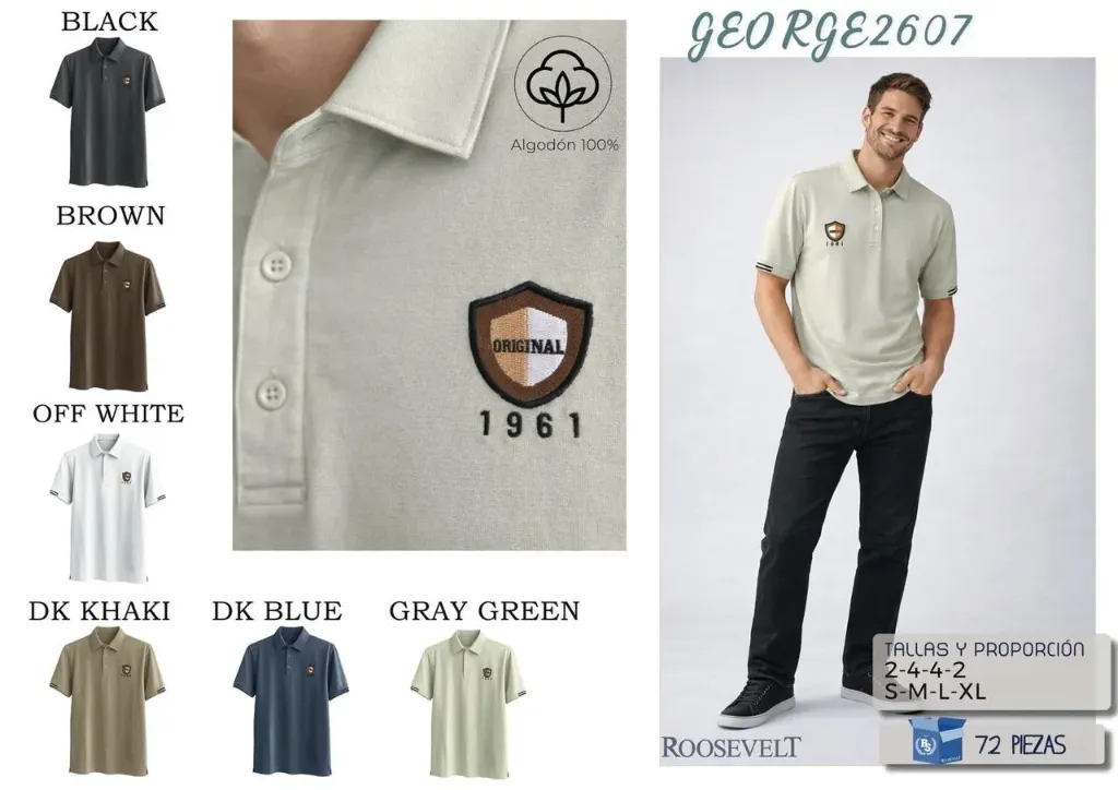 PLAYERA POLO ROOSEVELT GEORGE 2607 (CAJA 36PZ)