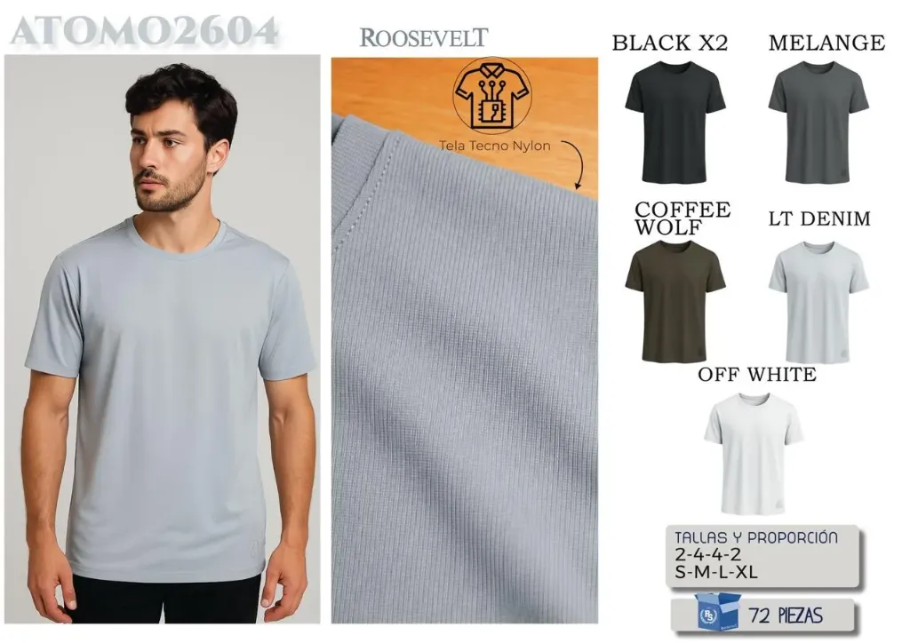 PLAYERA ROOSEVELT ATOMO 2604 (CAJA 36PZ)