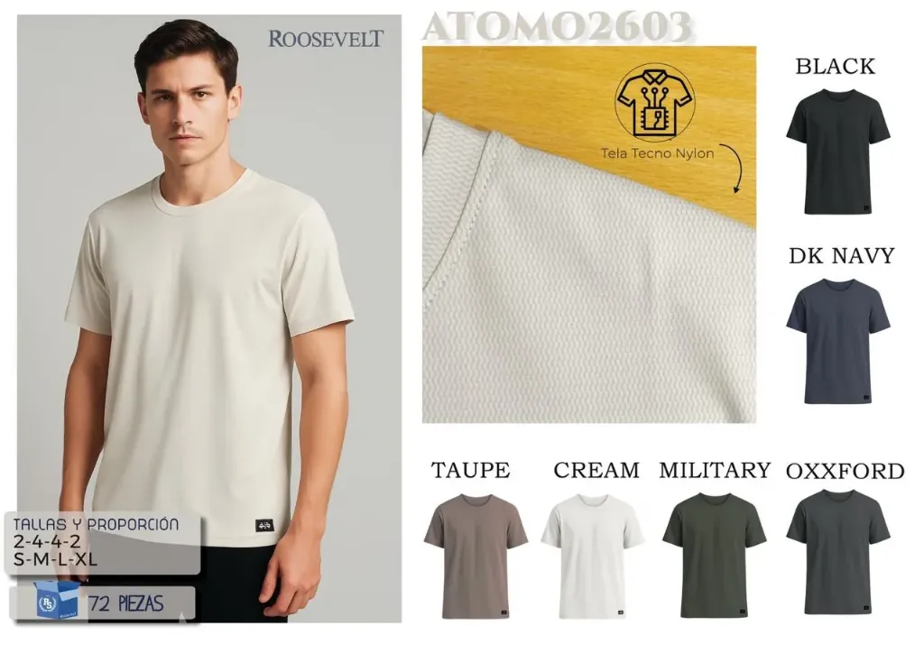 PLAYERA ROOSEVELT ATOMO 2603 (CAJA 36PZ)