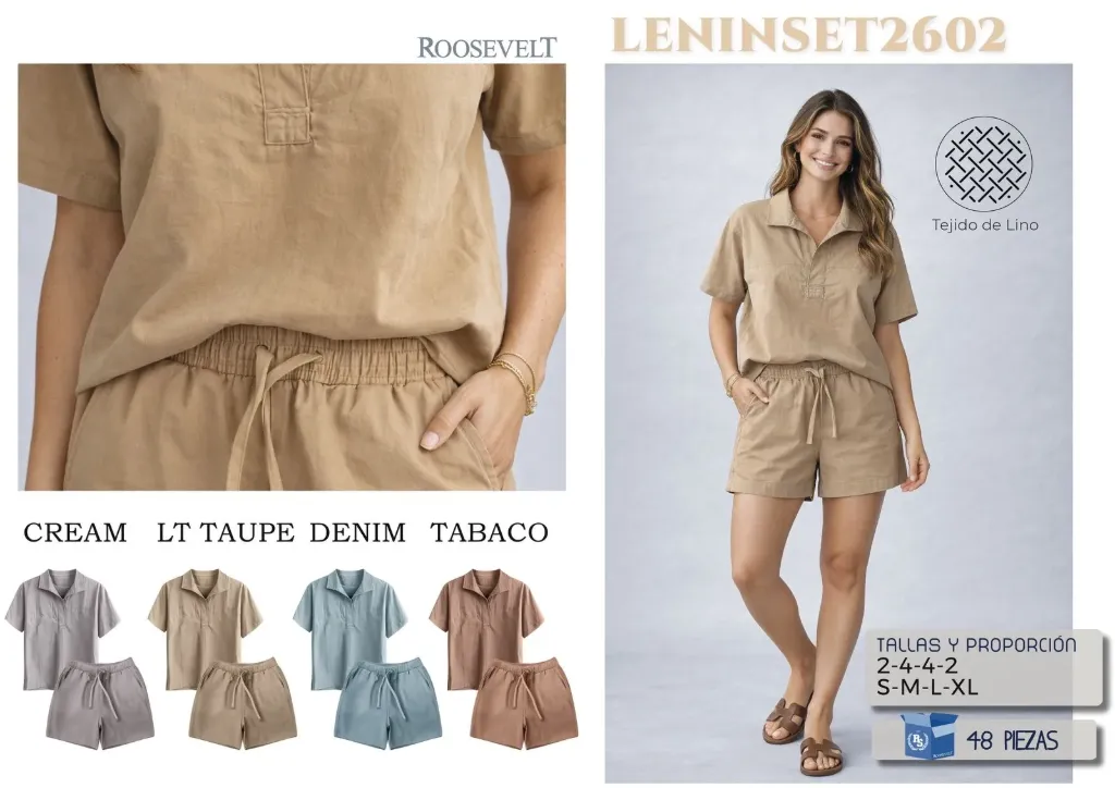 CONJUNTO MANGA CORTA ROOSEVELT LENIN 2602 (CAJA 48PZ)