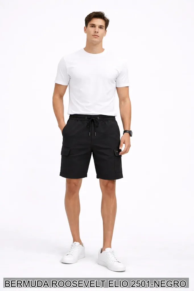 [ROOELIO2501NEG-S] BERMUDA ROOSEVELT ELIO 2501 (Negro, S)