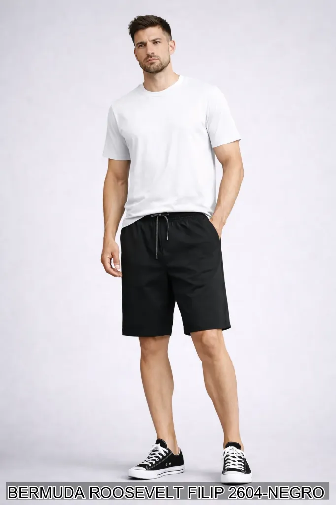[ROOFIL2604NEG-S] BERMUDA ROOSEVELT FILIP 2604 (Negro, S)