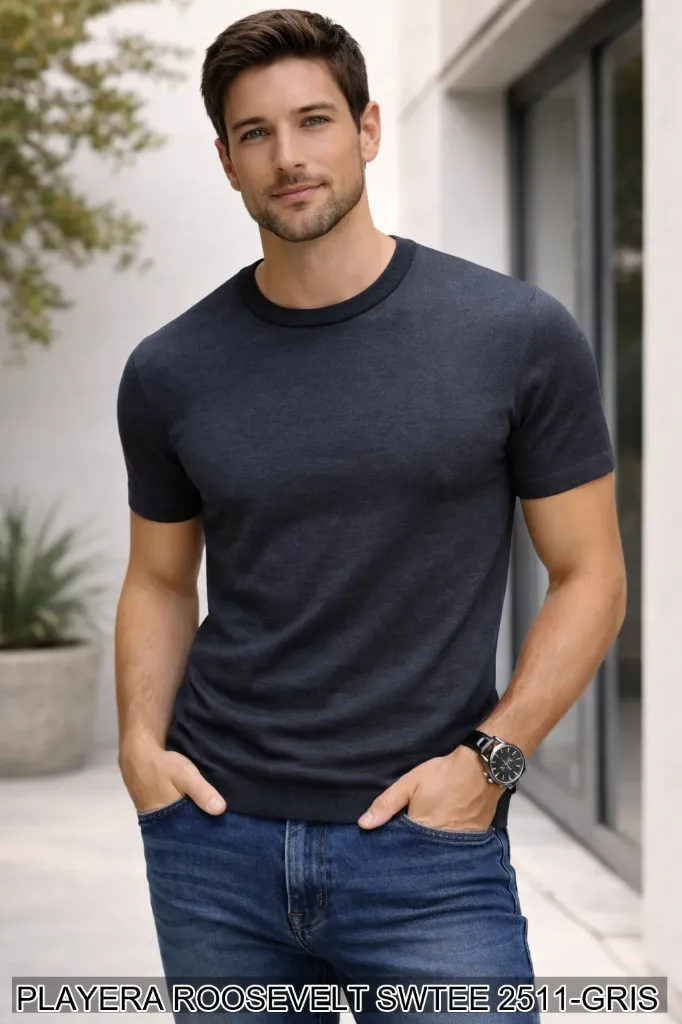 [ROO2511GRI-S] PLAYERA ROOSEVELT SWTEE 2511 (Gris Oxford, S)