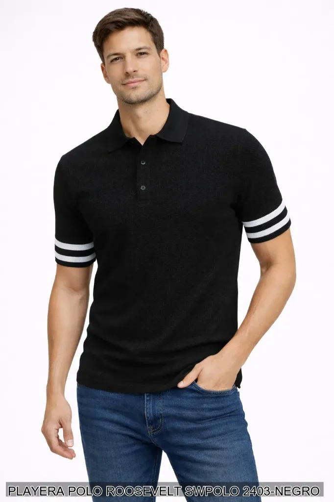 [ROOSWP2403NEG-S] PLAYERA POLO ROOSEVELT SWPOLO 2403 (Negro, S)