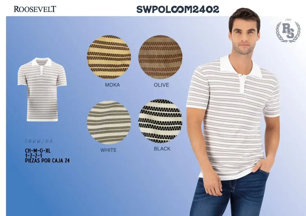 PLAYERA POLO ROOSEVELT SWPOLO 2402 (CAJA 24 PZS)
