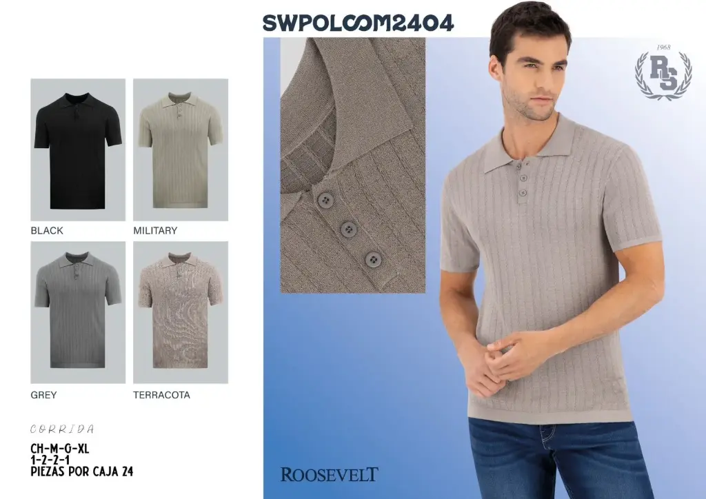 PLAYERA POLO ROOSEVELT SWPOLO 2404 (CAJA 24 PZS)