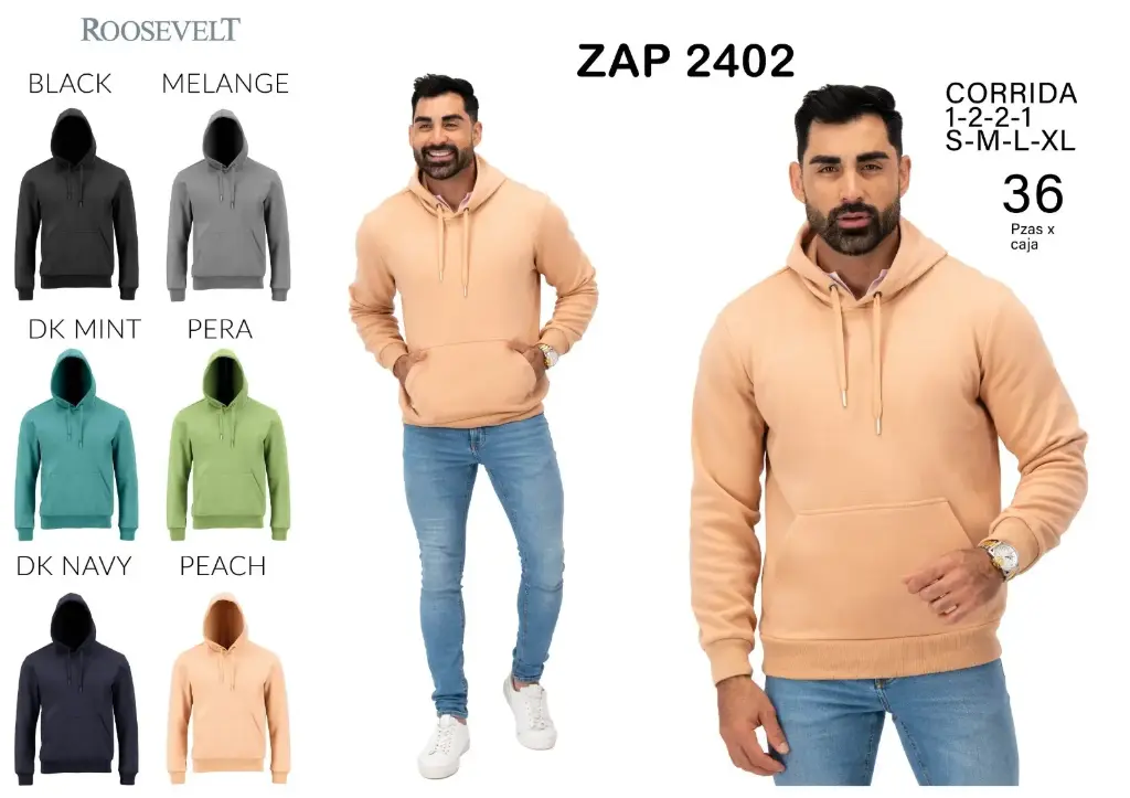 SUDADERA ROOSEVELT ZAP 2402 (CAJA 37PZS)