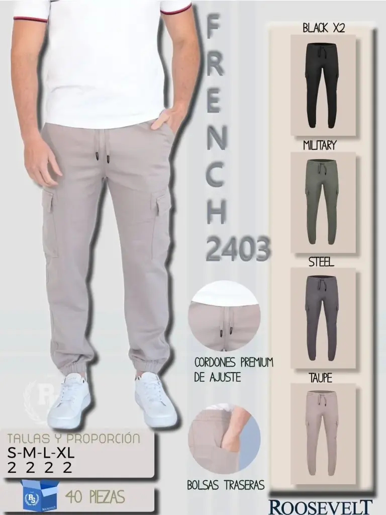 PANTALON CARGO ROOSEVELT FRENCH 2403 (CAJA 20PZS)
