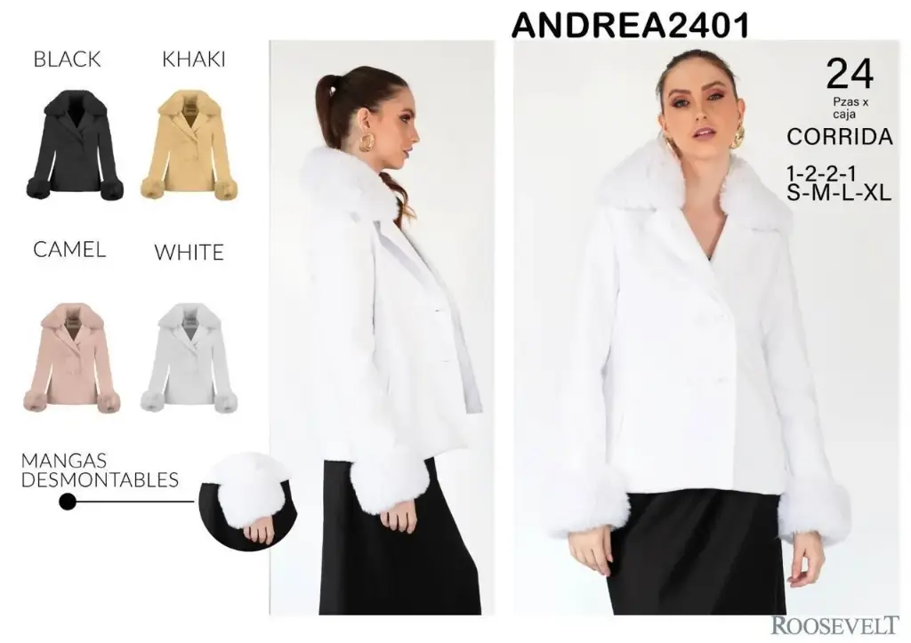 [ROOAND2401NEG-S] CHAMARRA ROOSEVELT ANDREA 2401  (NEGRO, S)