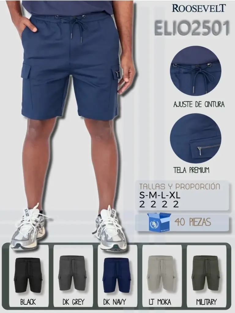[ROOELI2501NEG-S] BERMUDA ROOSEVELT ELIO 2501 (NEGRO, S)