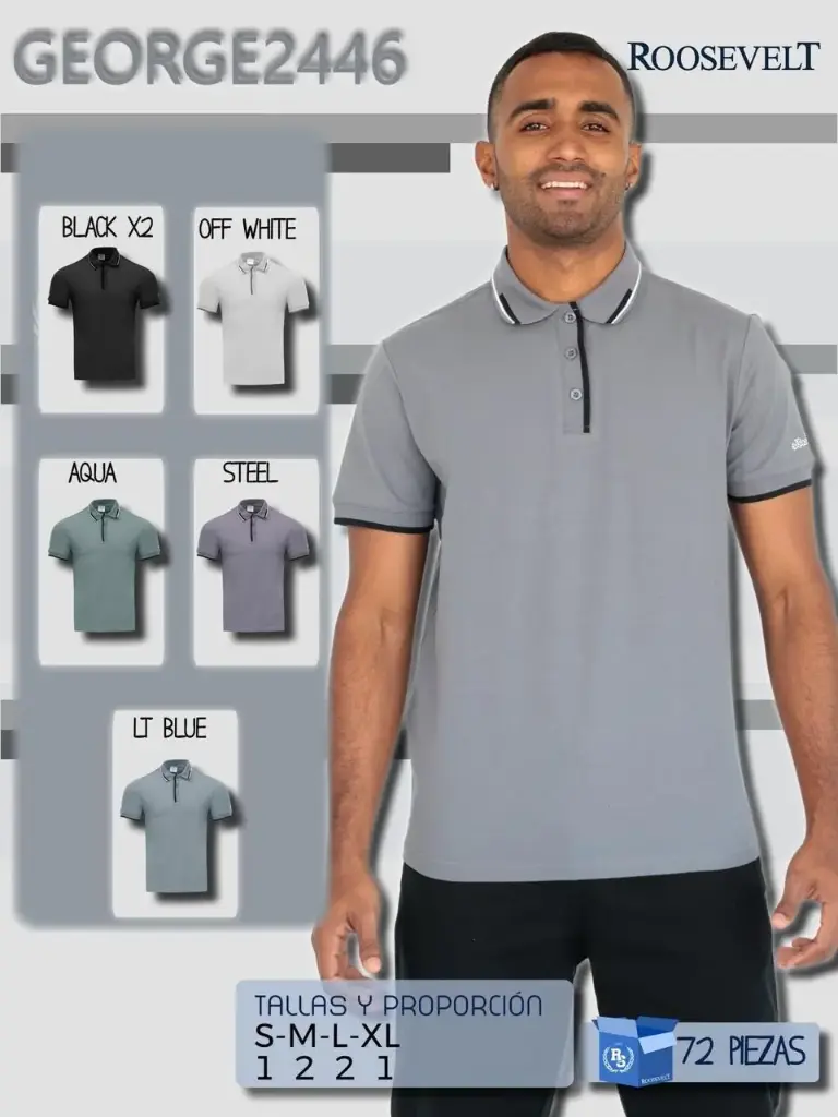 [ROOGEO2446NEG-S] PLAYERA POLO ROOSEVELT GEORGE 2446 (NEGRO, S)