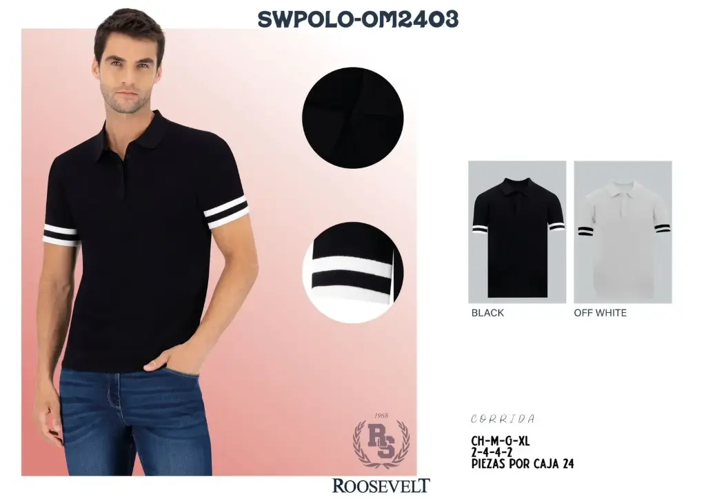 [ROOSWP2403NEG-S] PLAYERA POLO ROOSEVELT SWPOLO 2403 (NEGRO, S)