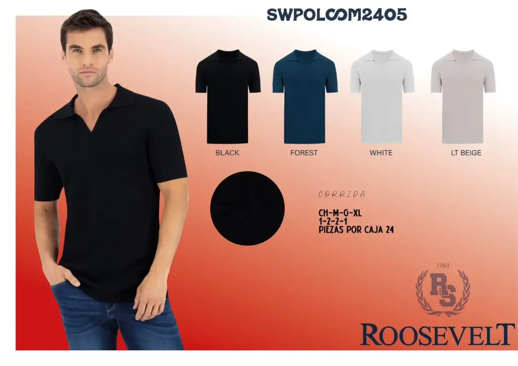 [ROOSWP2405NEG-S] PLAYERA POLO ROOSEVELT SWPOLO 2405 (NEGRO, S)