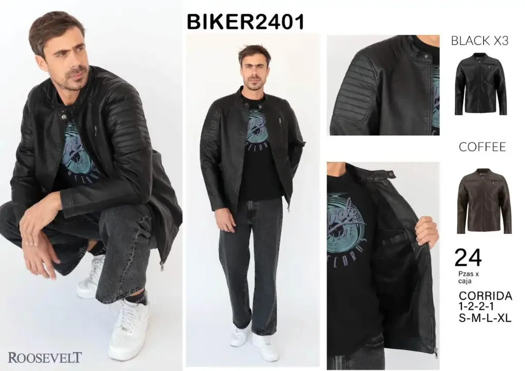 CHAMARRA ROOSEVELT BIKER 2401 (CAJA 24 PZS)