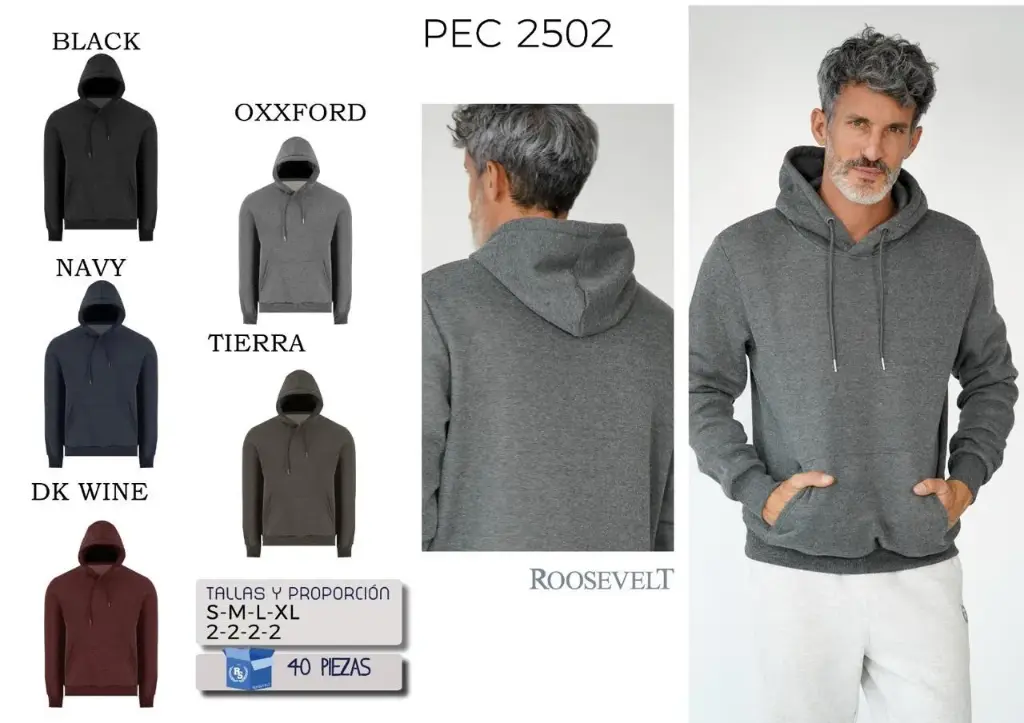 SUDADERA ROOSEVELT PEC 2502 (CAJA 40 PZS)