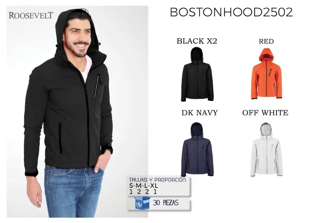 [ROOBOS2502NEG-S] CHAMARRA ROOSEVELT BOSTON HOOD 2502 (NEGRO, S)